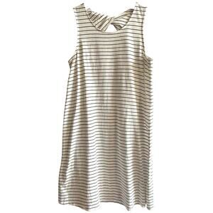 J Crew Black White Striped Twist Knot Back Sleeveless Tank Dress Size 0